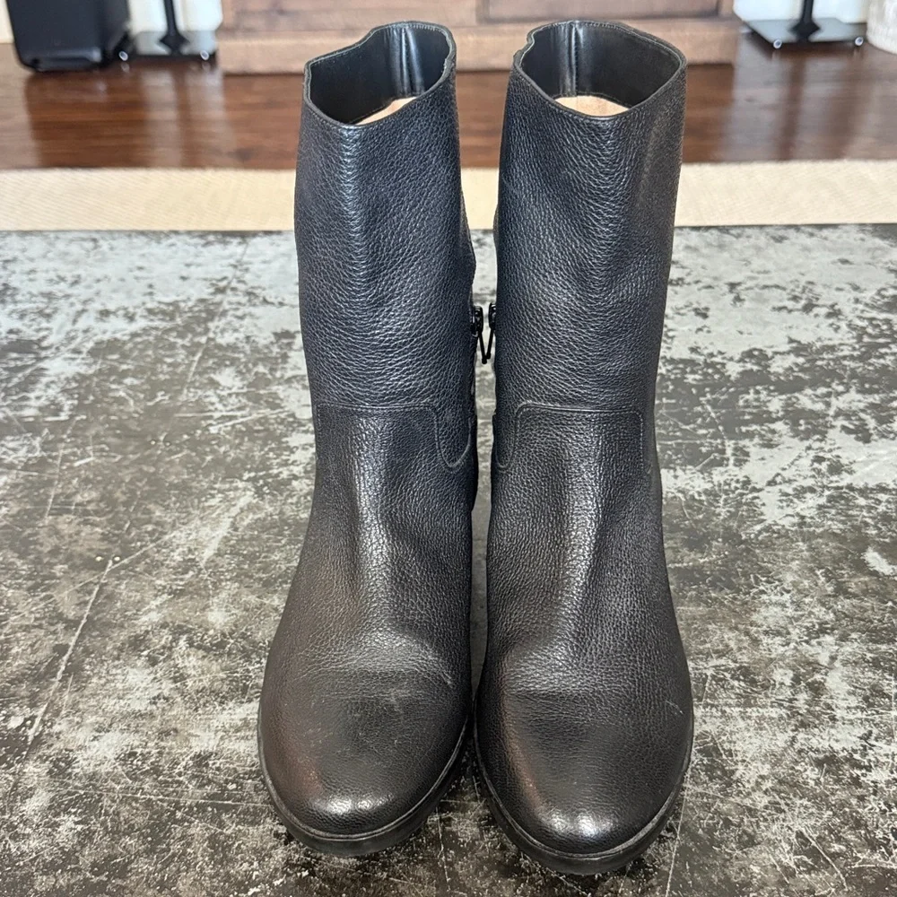 Michael Kors Black Pebbled Leather Ankle Mid Calf Boots Size 9.5